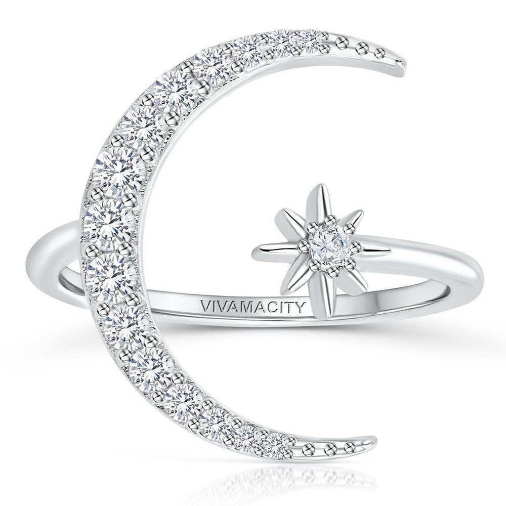 Stříbrný prsten Měsíc a hvězda