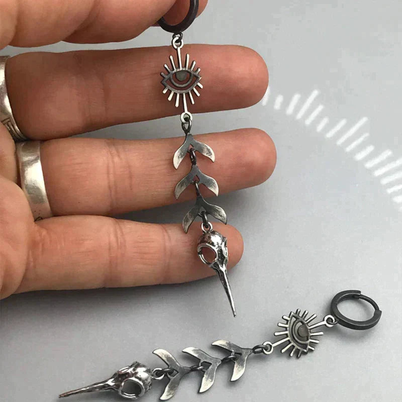 Boho náušnice s přívěskem masky, stříbro