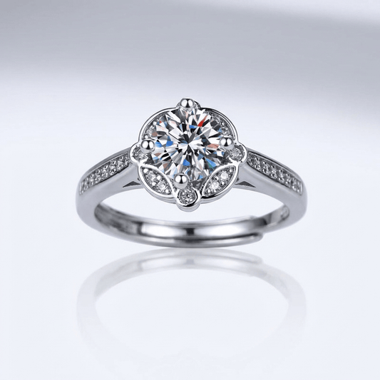 Stříbrný prsten Rozkvět s diamanty – (nastavitelný)