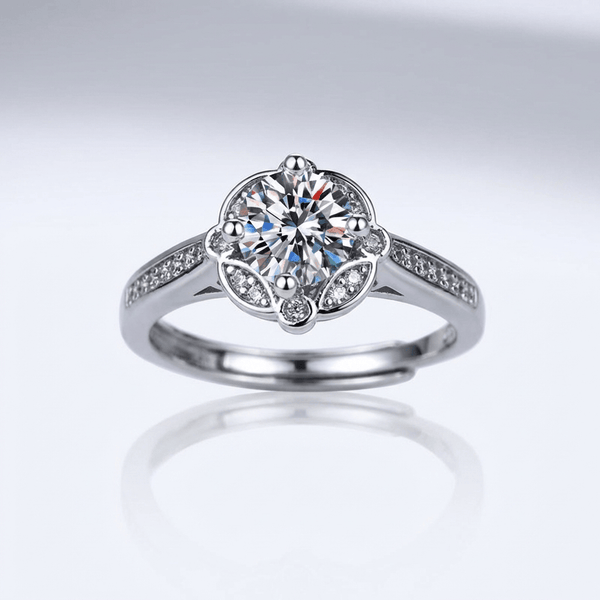Stříbrný prsten Rozkvět s diamanty – (nastavitelný)
