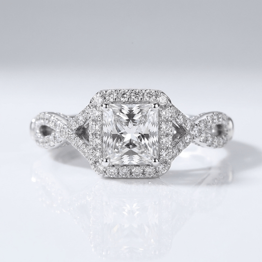 Stříbrný prsten Trilogie s diamanty cushion