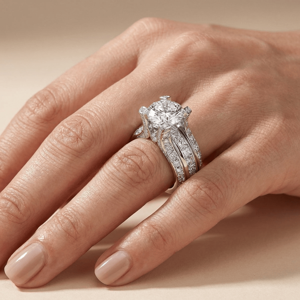 Stříbrný prsten Glamour s diamanty