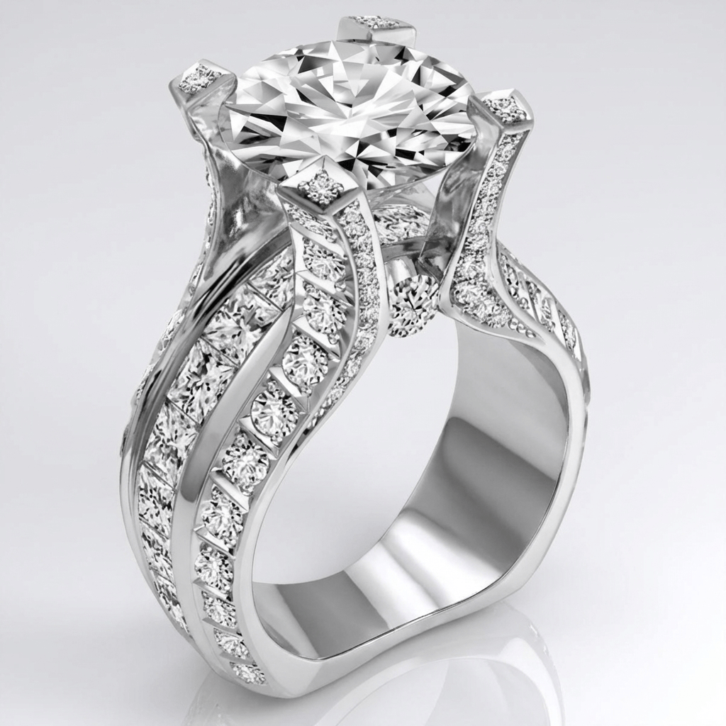 Stříbrný prsten Glamour s diamanty