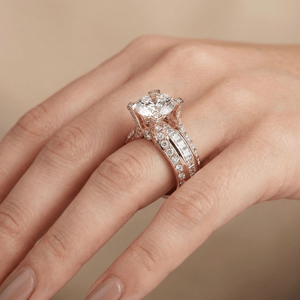 Stříbrný prsten Glamour s diamanty