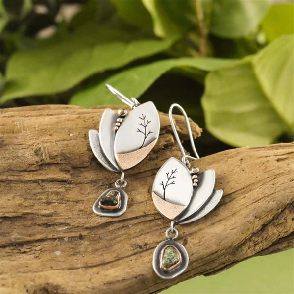 Vintage stříbrné náušnice příroda