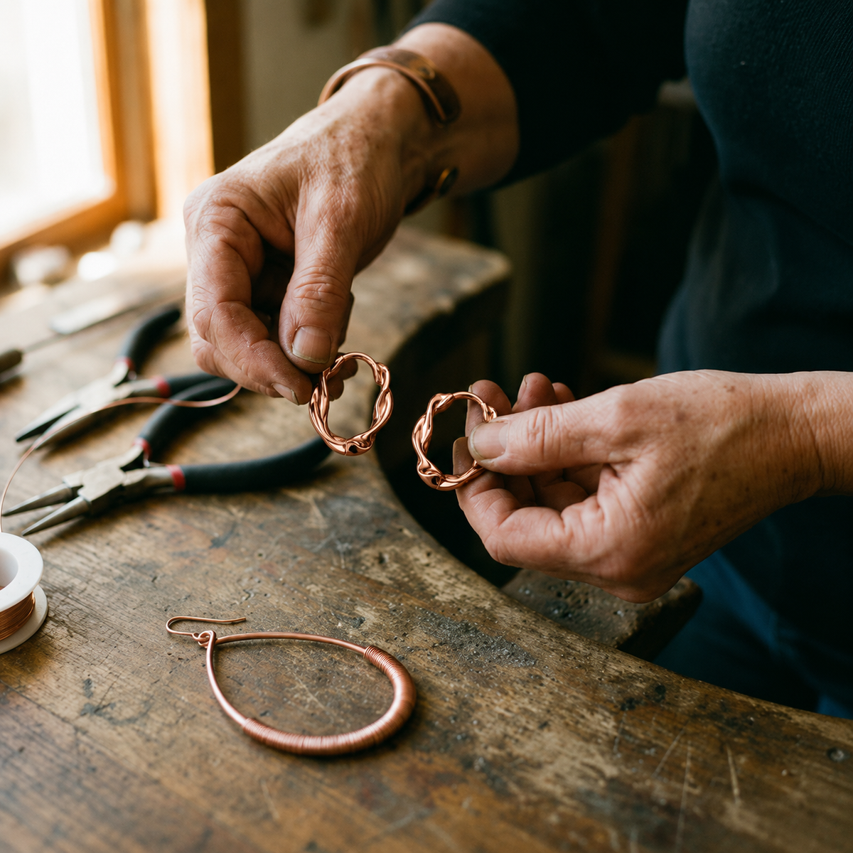 Helen's Swirl Copper Earrings