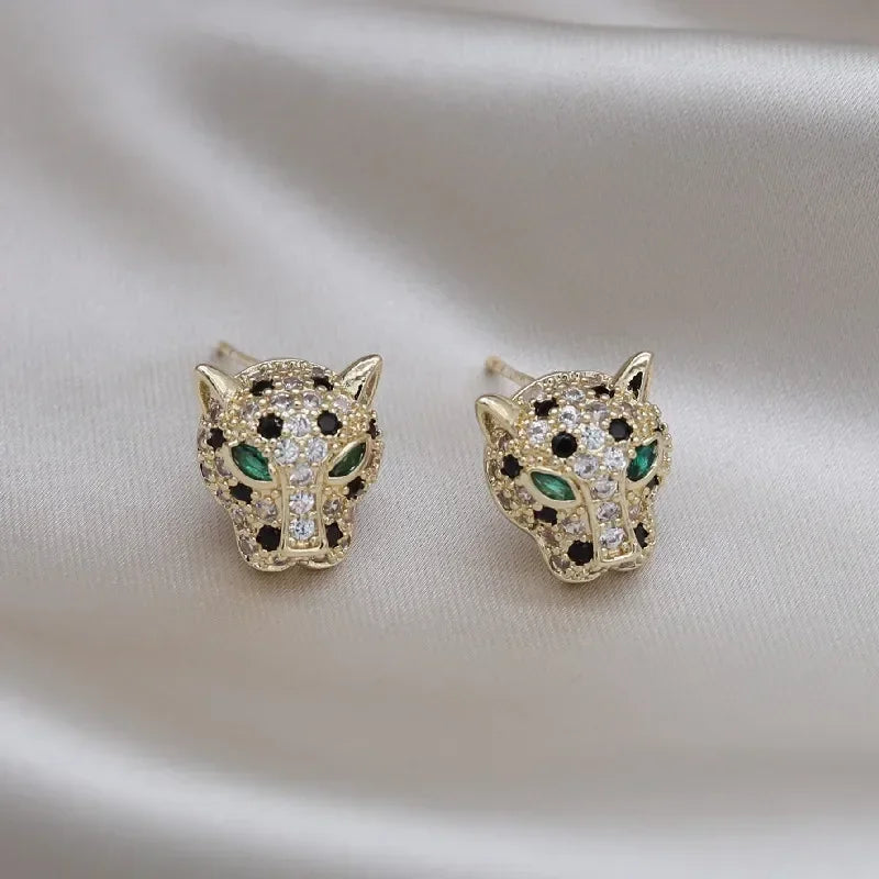 Výrazné náušnice Leopard s barevnými krystaly