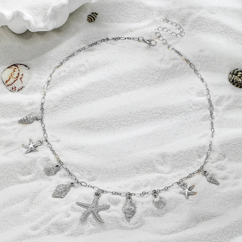 Náhrdelník hvězdice a mušle Mořské sny