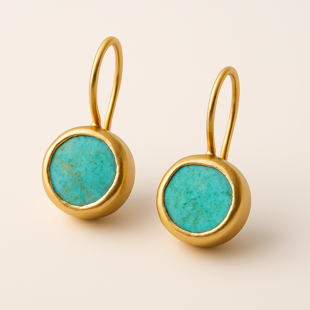 Zlaté náušnice s tyrkysovým kamenem