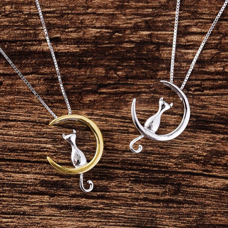 Elegantní náhrdelník Kočka a půlměsíc
