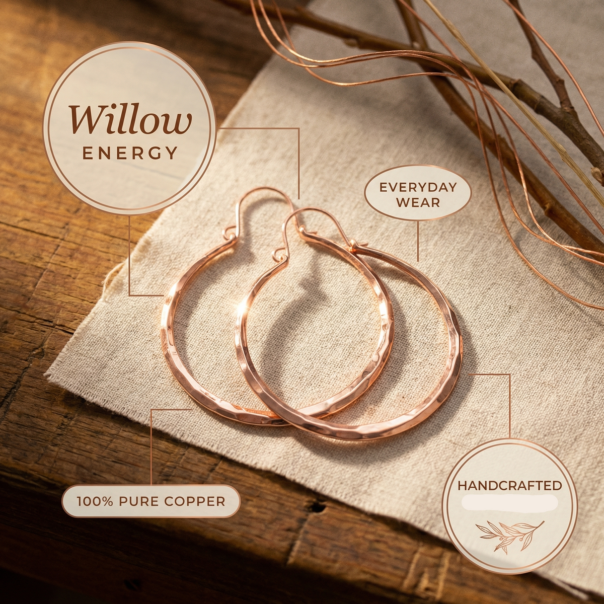 Helen's Willow Copper Earrings