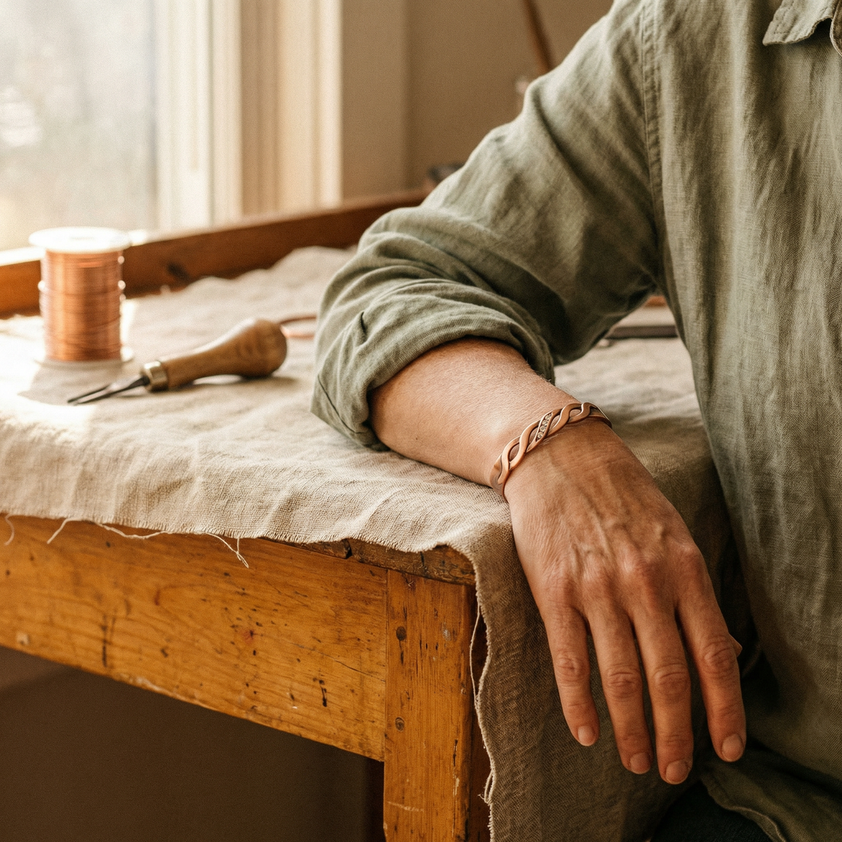 Helen's Seam Copper Bracelet