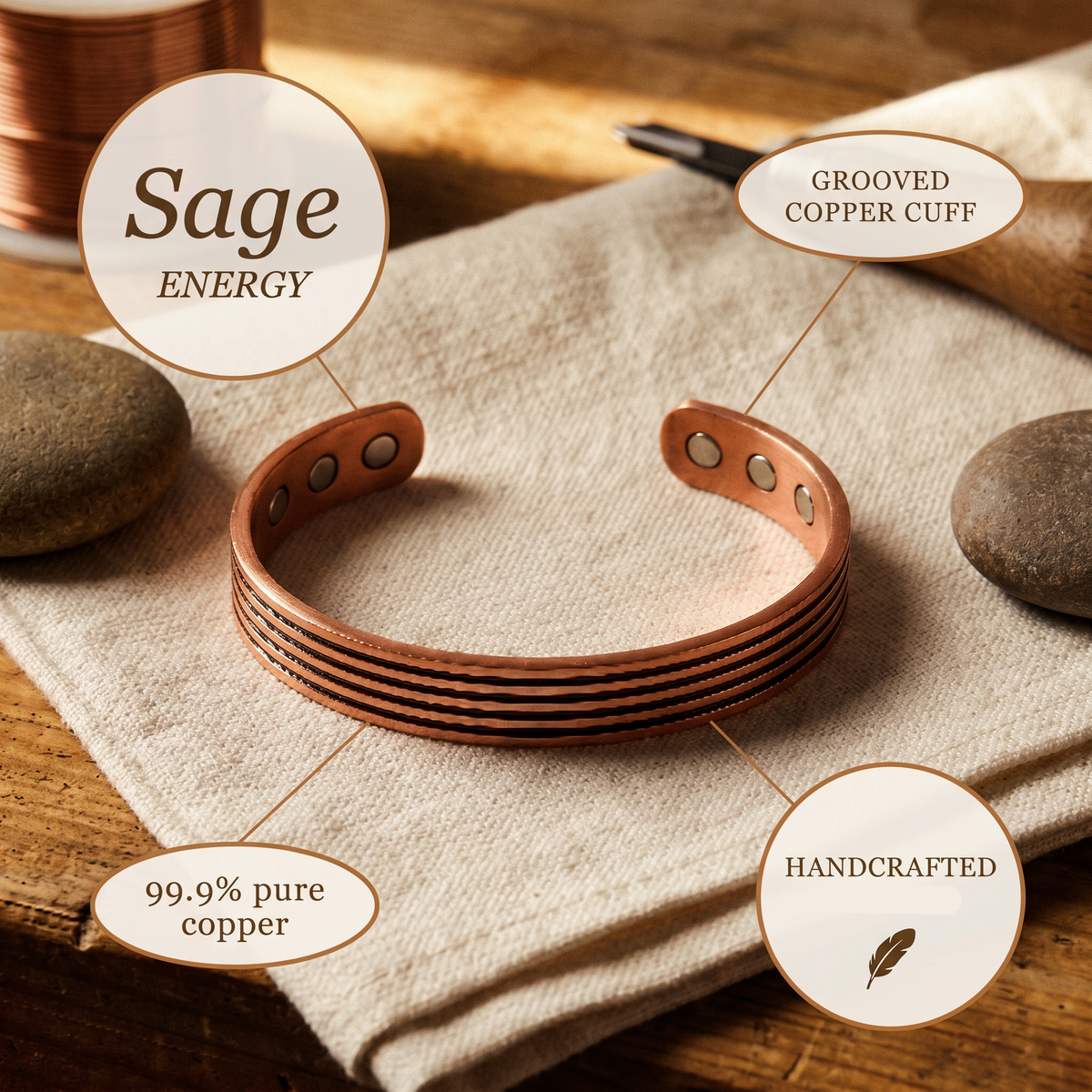 Helen's Sage Copper Bracelet