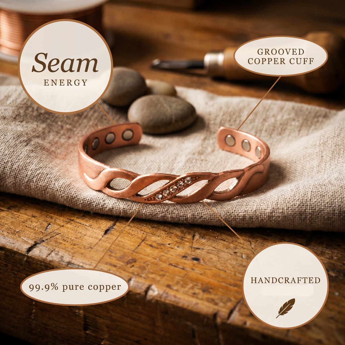 Helen's Seam Copper Bracelet