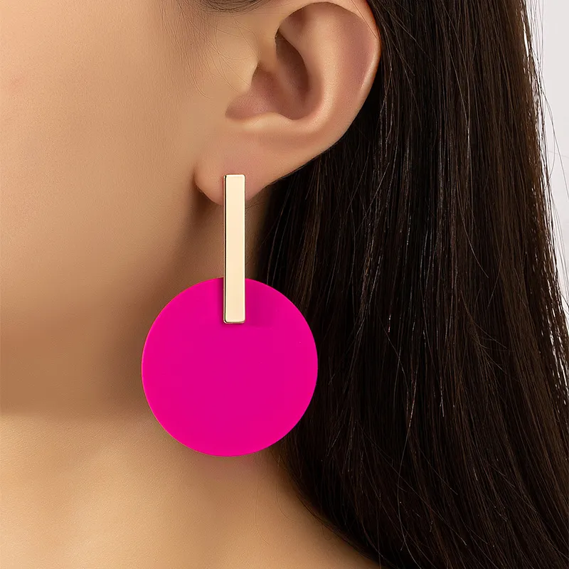 Vintage růžové kulaté náušnice