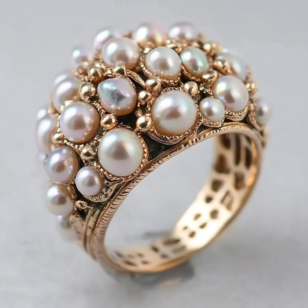 Vintage perleťový prsten