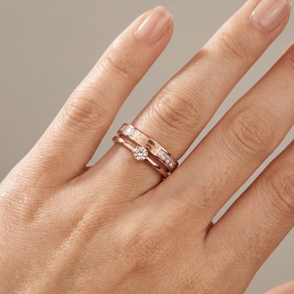 Prsten Love Forever s dvojitým páskem – růžové zlato