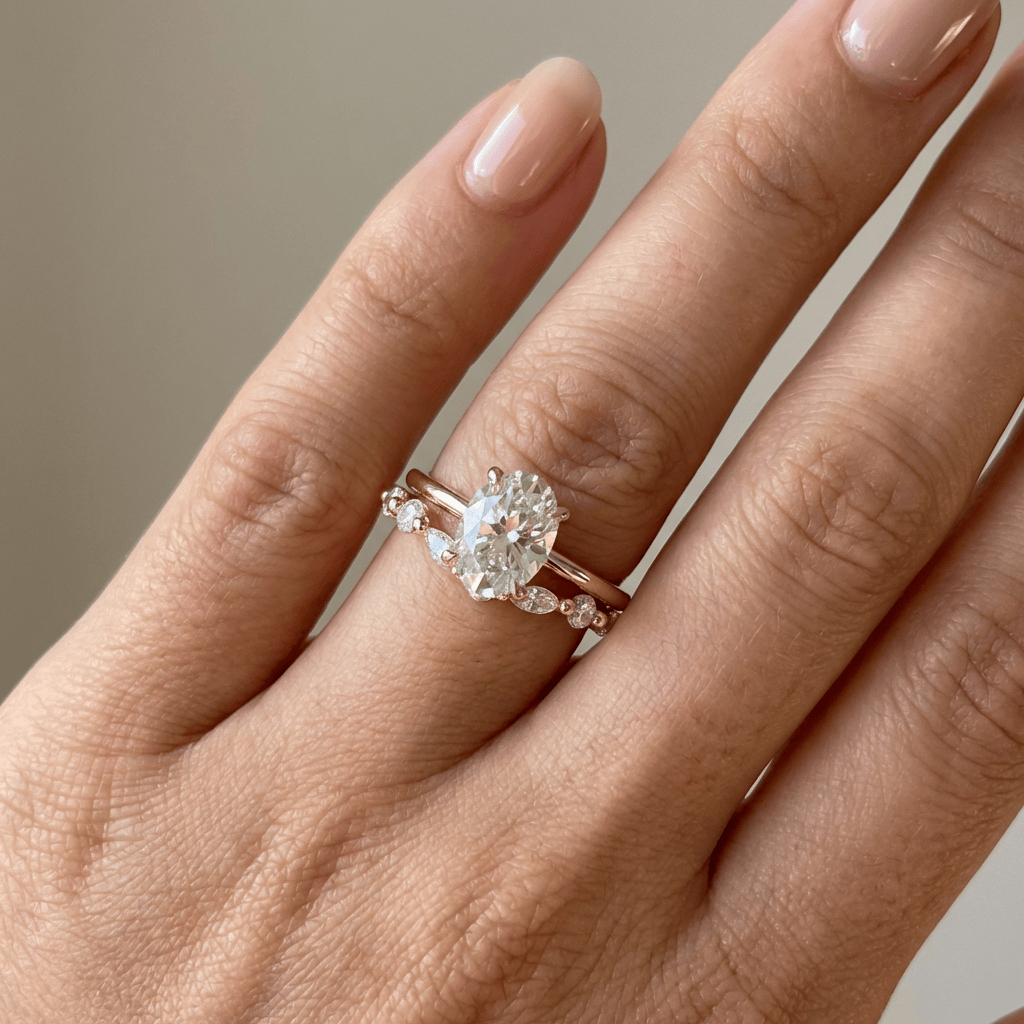 Zlatá sada prstenů s oválnými a marquise diamanty