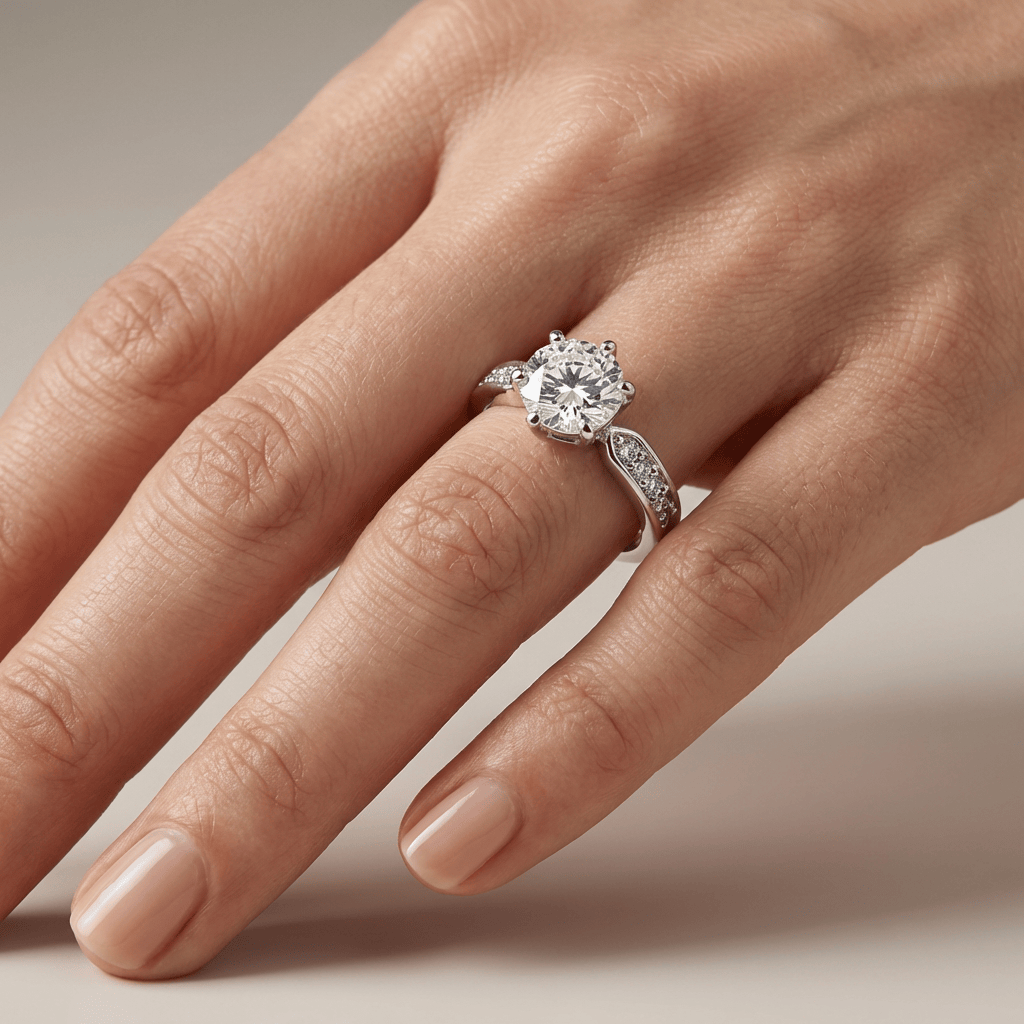 Prsten z růžového zlata s kulatými diamanty pavé (nastavitelný)